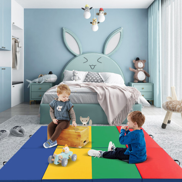 4 Panel Pu Leather Folding Exercise Mat With Carrying Handles Multicolor Fh10111Mt By Cw