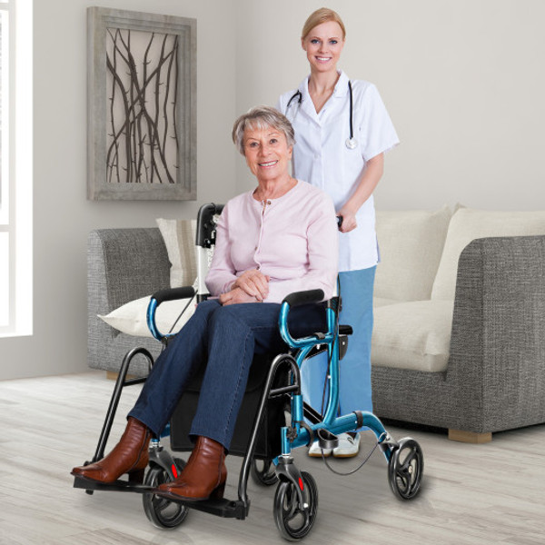 Folding Rollator Walker With 8 Inch Wheels And Seat Navy Jh10010Ny By Cw