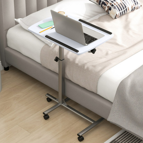 Adjustable Angle Height Rolling Laptop Table White Hw65679Wh By Cw