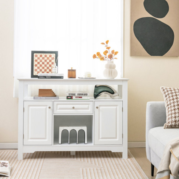 Buffet Sideboard Wine Liquor Coffee Bar Cabinet With Removable Wine Rack White Jv11252Wh By Cw