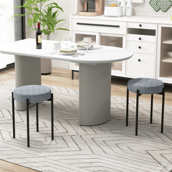 Bar Stools Set Of 4 Upholstered Kitchen Stools With Foot Pads Light Gray Jv11340Gr 4 By Cw