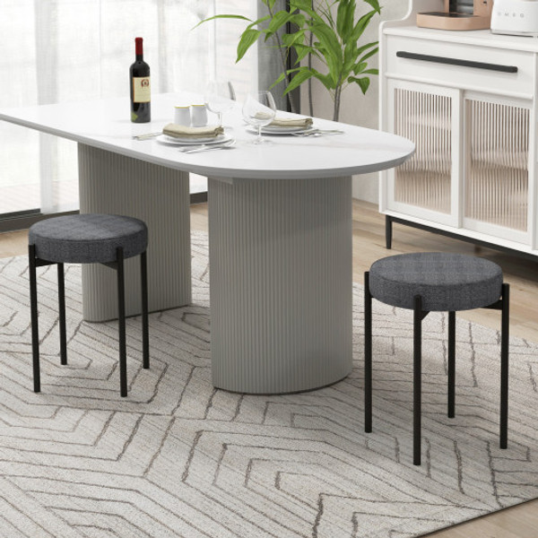Bar Stools Set Of 4 Upholstered Kitchen Stools With Foot Pads Dark Gray Jv11340Hs 4 By Cw