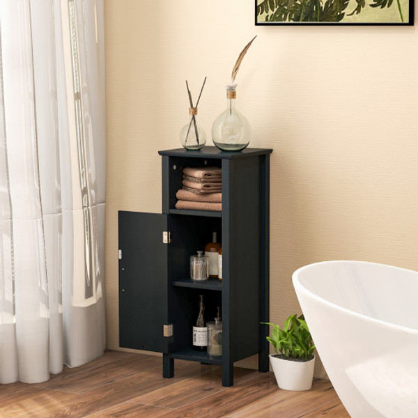 Bathroom Storage Organizer With 2 Tier Cabinet Black Hw61186Dk By Cw