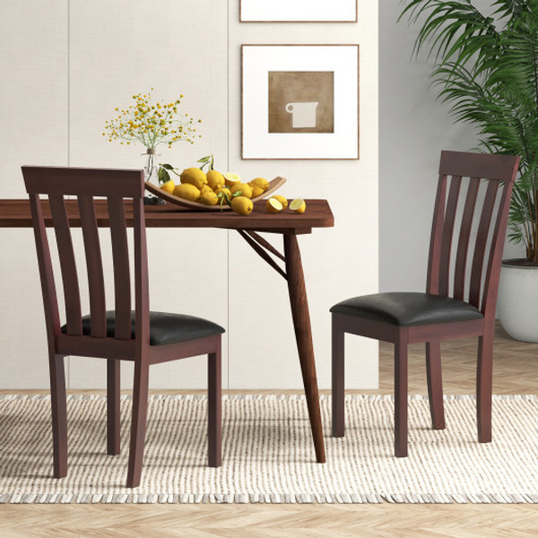 Dining Chair Set Of 2 Upholstered Wooden Kitchen Chairs With Padded Seat And Rubber Wood Frame Espresso Kc56740Es By Cw