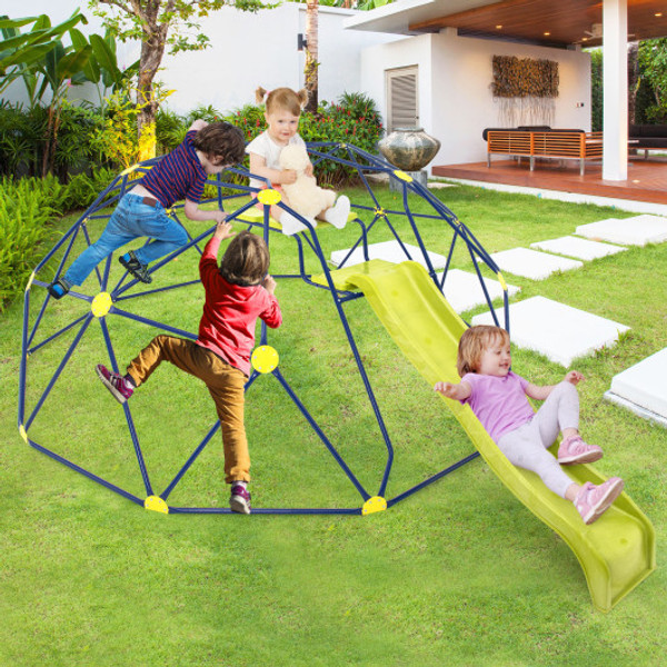 13 3 Ft Climbing Dome Geometric Dome Climber With Extended Wavy Slide And 2 Rest Platforms Multicolor Np11620Yw By Cw