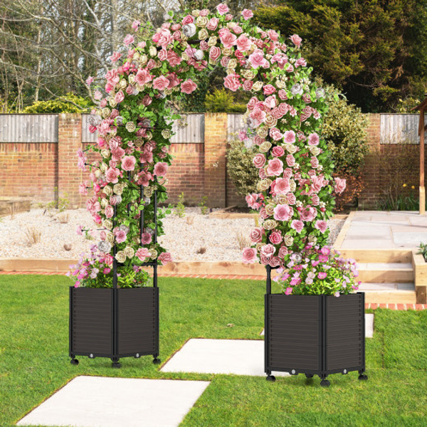 6 6 Feet Arch Arbor Trellis With 2 Planter Boxes And Detachable Pe Coated Metal Tubes Black Gt4167Bk By Cw