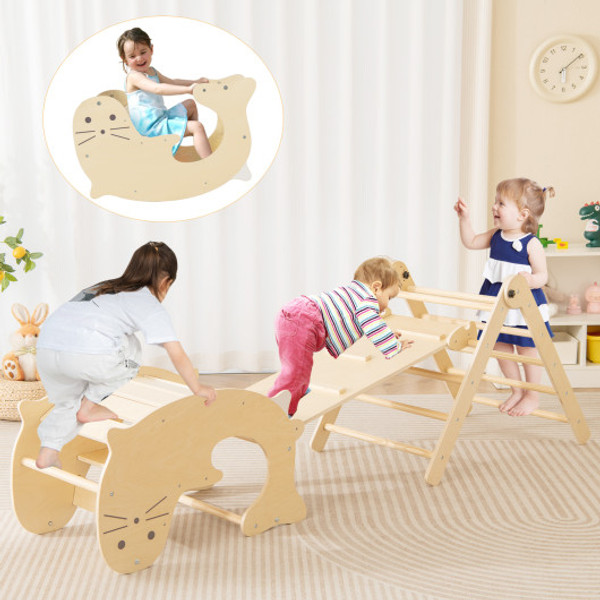 7 In 1 Indoor Climbing Toys For Toddlers With Reversible Ramp Natural Ts10123Na By Cw