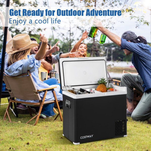 53Qt Portable Dual Zone 12V Car Refrigerator Compressor Fridge Freezer For Vehicles Camping Travel Black Fp10570Us Bk By Cw