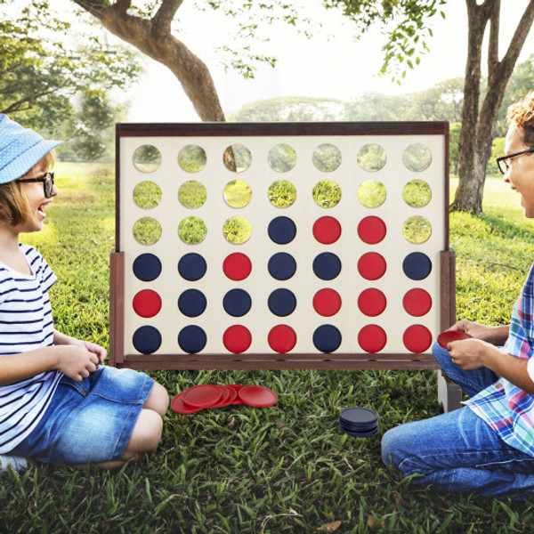 Wooden4 In A Row Game Set With 42 Pcs Chips And 600D Oxford Fabric Carrying Bag Brown Uy10057Na By Cw