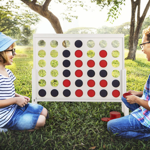 Wooden 4 In A Row Game Set With 42 Pcs Chips And 600D Oxford Fabric Carrying Bag White Uy10057Wh By Cw