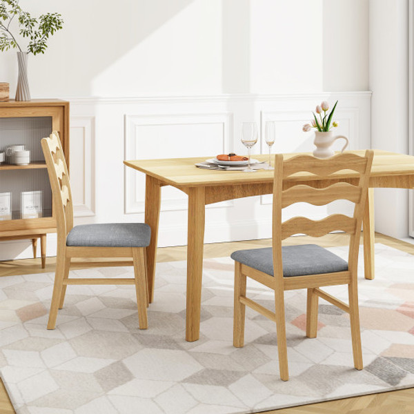 Dining Chair Set Of 2 Linen Fabric Upholstered Kitchen Chairs With Padded Seat Natural Kc56788Na By Cw