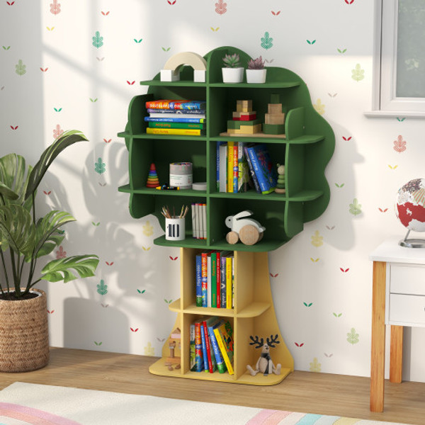 Green Kids Bookcase Shelf Toy Storage Organizer With Open Storage Shelves Tp10193Gn By Cw