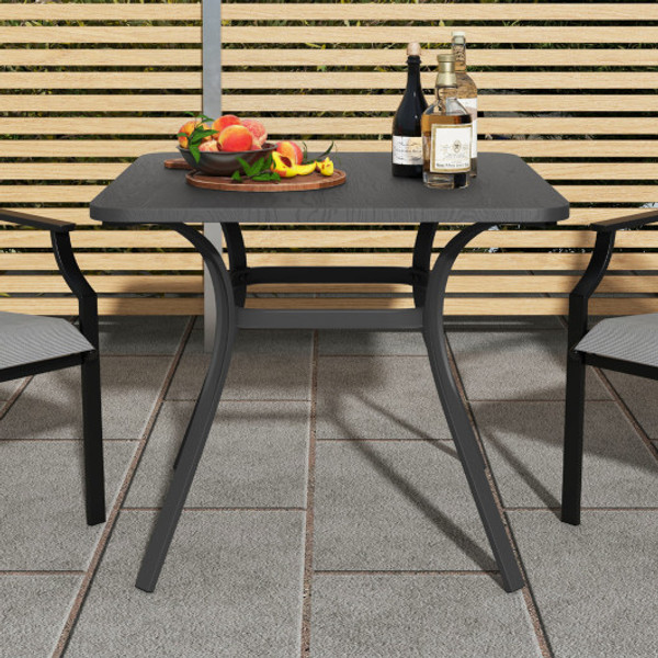 32 Inch Patio Dining Table Metal Square Table For Dining With 4 Curved Legs Gray Np11691Gr By Cw