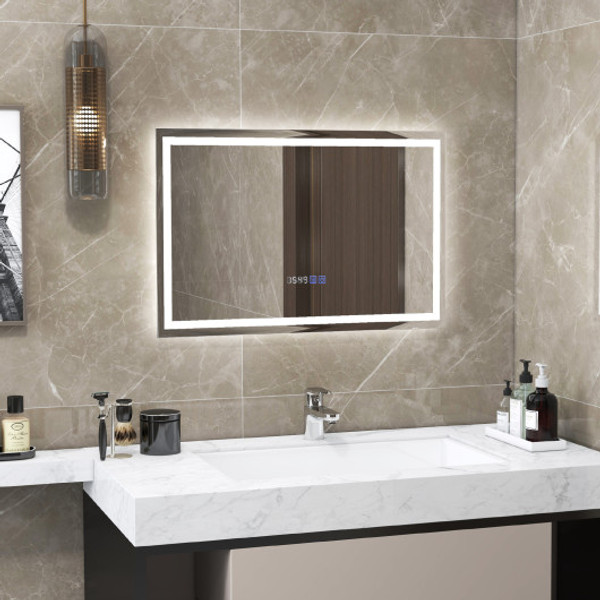 Led Bathroom Mirror Wall Mounted Rectangle Mirror With 3 Color Dimmable Lights S Ba8060Ca By Cw
