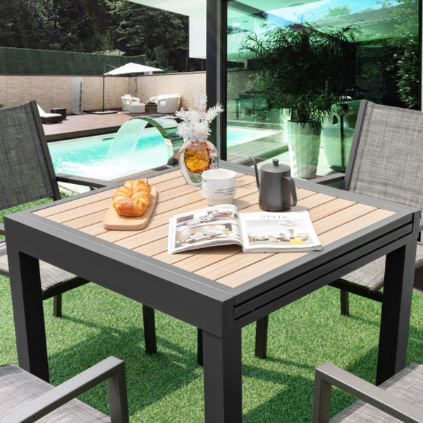 31 5 63 Inches Extendable Patio Table For 4 6 People Natural Np11796Cf By Cw
