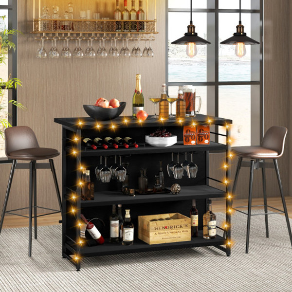 Kitchen Island With 4 Tier Storage Shelf And Long Footrest For Home Black Jv11083Bk By Cw