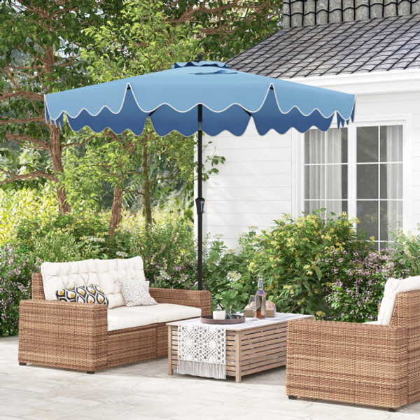 9 Feet Patio Umbrella With Crank Handle And Push Button Tilt Navy Np11941Ny By Cw