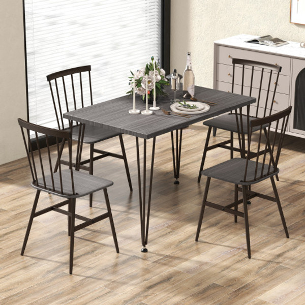 5 Piece Dining Table Set For 4 With 360 Swivel Feet For Small Place Grey Oak Kc56977Gr By Cw