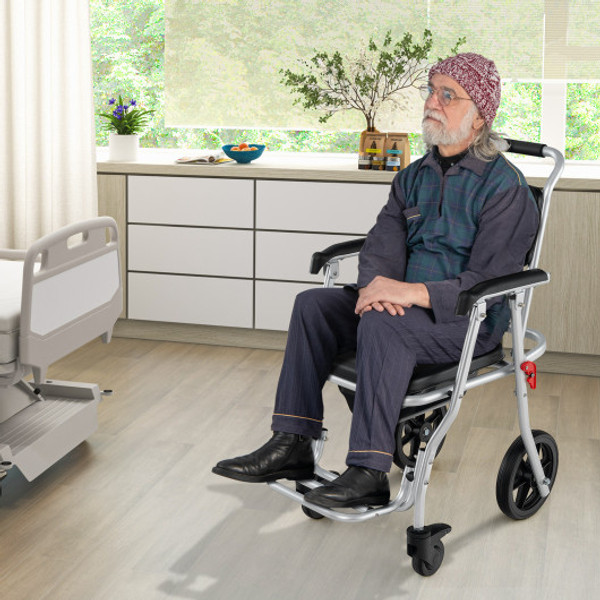4 In 1 Foldable Bedside Commode Chair With Brakes And Bucket And Footrest Jh10024 By Cw