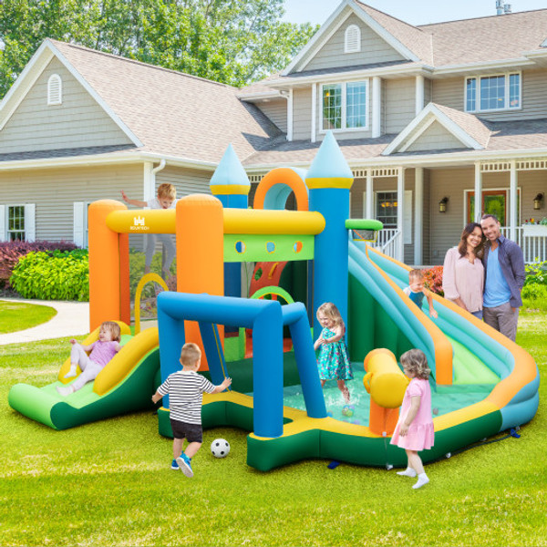 Inflatable Water Slide Blowup Bounce House With Dual Slides And Splash Pool Without Blower Np11331 By Cw