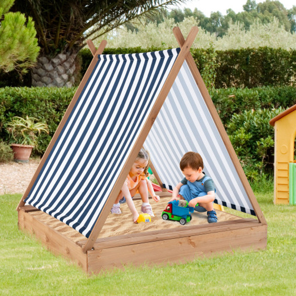 49 X 48 Inch Kids Wooden Sandbox With Cover And 2 Bench Seats Np11825 By Cw