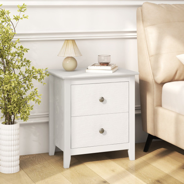 Modern Nightstand With 2 Drawers For Small Spaces White Hu10822Wh By Cw
