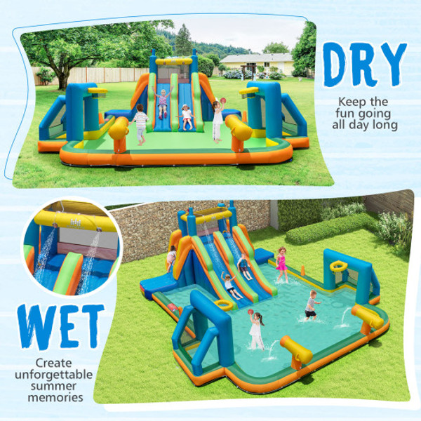 Kids Inflatable Water Slide With 2 Long Slides And 2 Soccer Gates Without Blower Np11312 By Cw