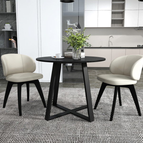 36 Inch Mid Century Round Dining Table With Pedestal Base For Dining Room Black Kc57274Bk By Cw