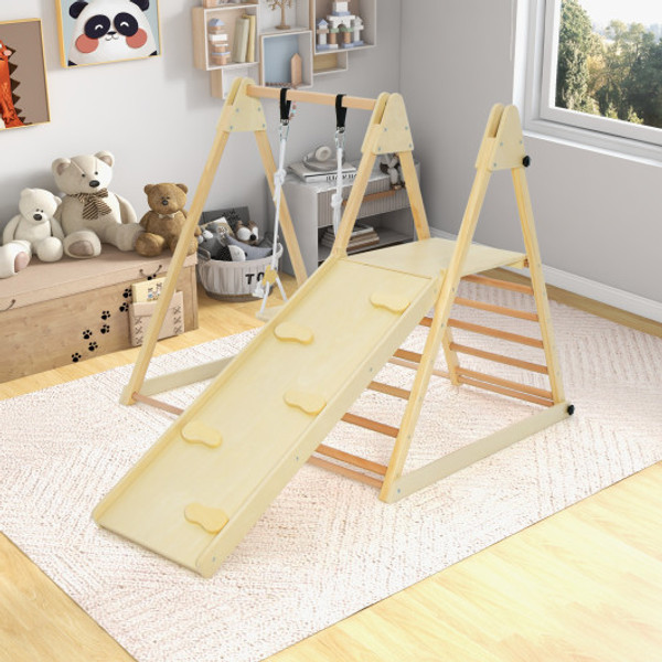 5 In 1 Indoor Jungle Gym Foldable Climber Playset With Fun Slide And Adjustable Swing Ts10181 By Cw