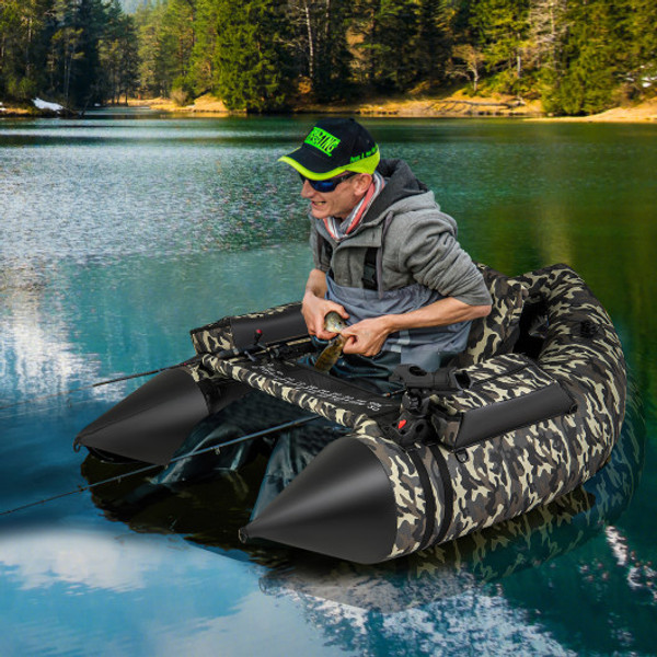 350 Lbs Inflatable Fishing Float Tube With Adjustable Backrest And Backpack Straps Camouflage Ft10004Au By Cw