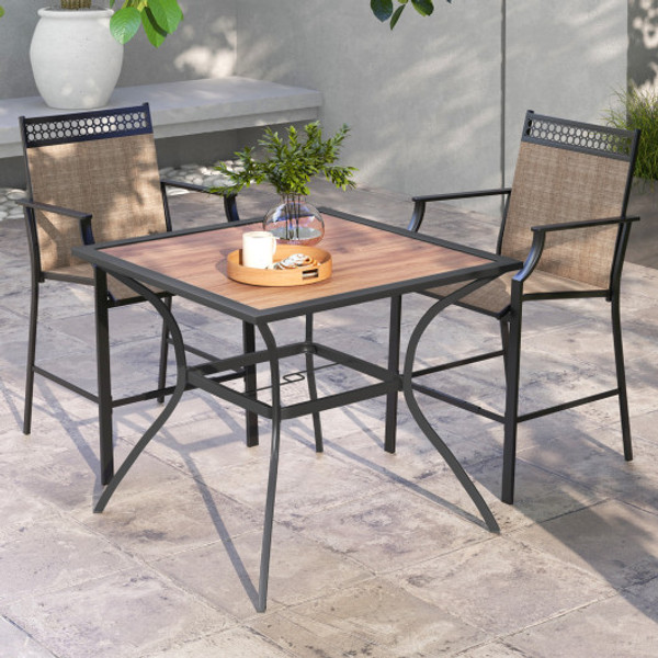 Patio Dining Table For 4 Square Bistro Table With Umbrella Holes Np11645 By Cw