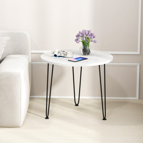 Round Coffee Table With Thickened Tabletop And Metal Tripod Legs White Hv10626Wh By Cw