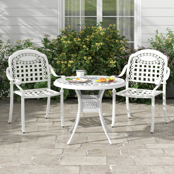 Cast Aluminum Patio Chairs Set Of 2 With Armrests White Np11299Bs 2 By Cw