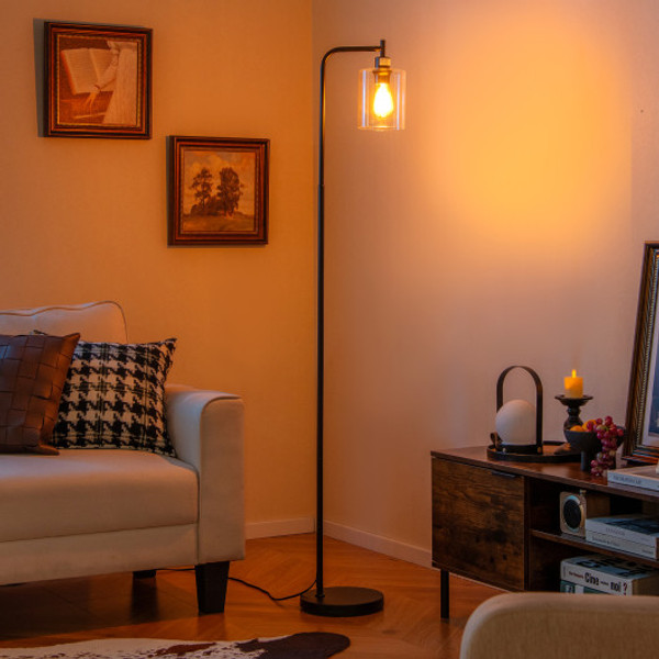 Modern Floor Lamp With Hanging Glass Lampshade And Foot Switch Black Eu10153Us Dk By Cw