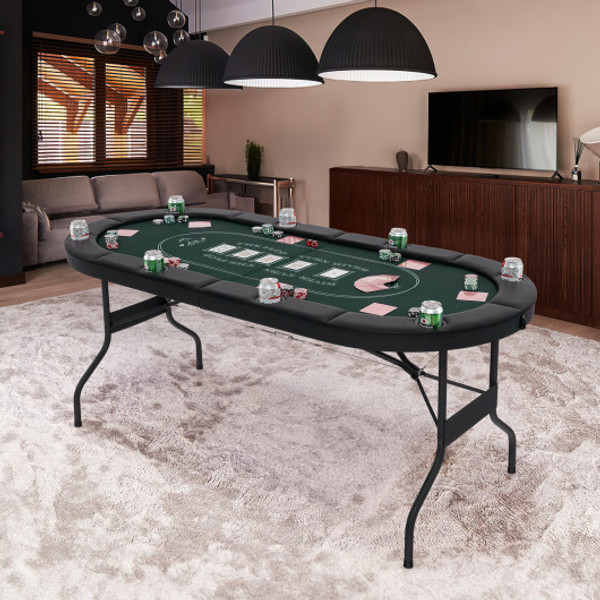 72 Inch Foldable Poker Table For 8 Players Portable Oval Card Board Game Table Green Np11878Gn By Cw
