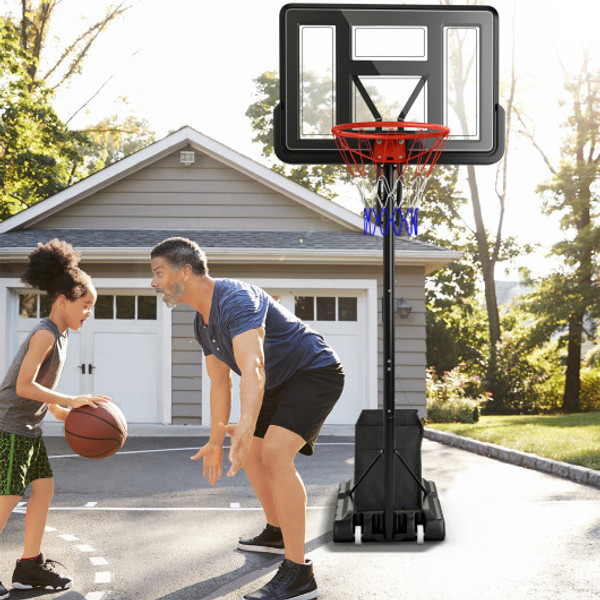 7 9 10 Feet Portable Basketball Hoop System With Sturdy Base And Wheels Black Sp38178Bk By Cw