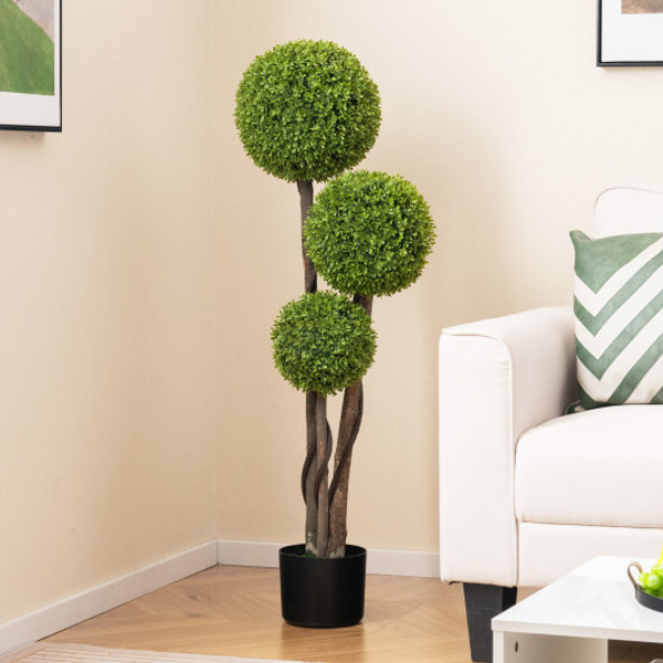 4 Ft Artificial Boxwood Topiary Ball Tree In Weighted Pot With Triple Ball Hz10233 By Cw