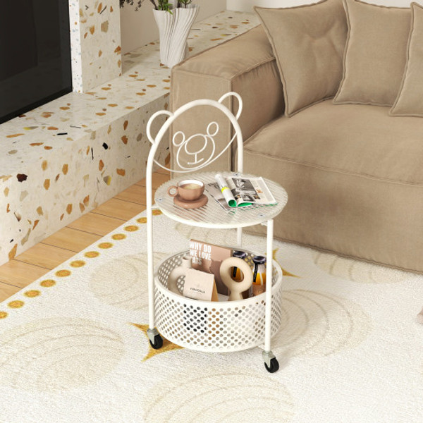 Modern Sofa Side Table On Lockable Wheels For Living Room Bedroom Study White Jv11723Wh By Cw