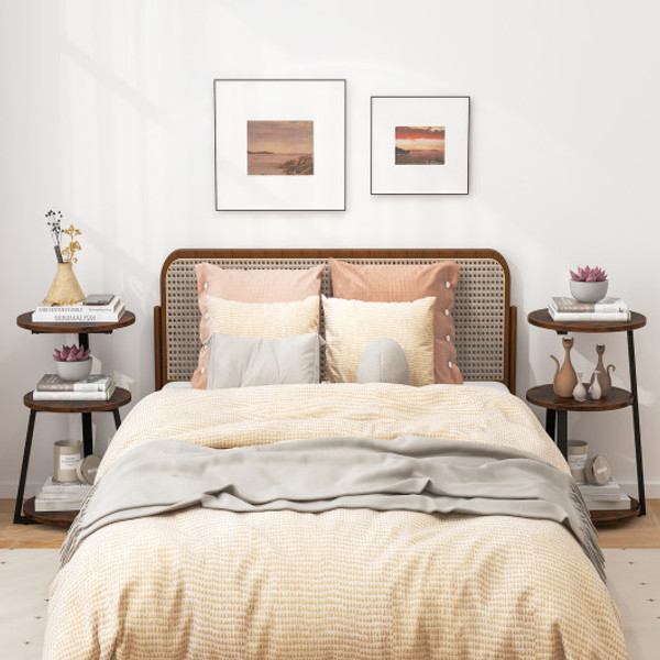 3 Tier Accent Round Side Table With Metal Frame Set Of 2 Hv10571Cf 2 By Cw