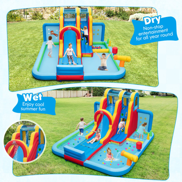 Inflatable Water Slide Water Park With Long Slide And Splash Pools And Ball Pit With 680W Blower Np11369 Es10151Us By Cw