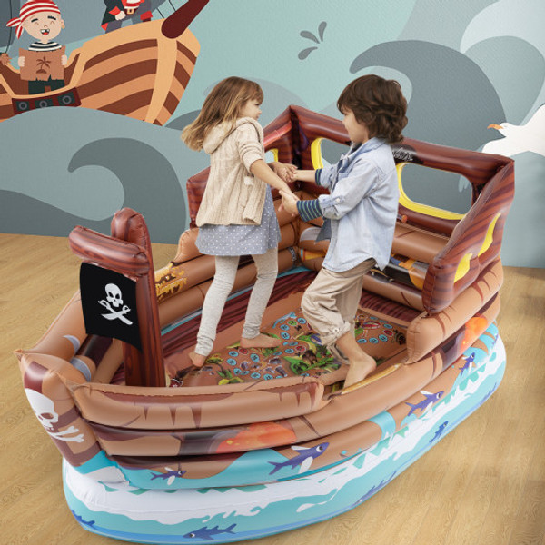 Inflatable Pirate Ship Playhouse With Built In Motor And Inflatable Toy Sword Brown Np11704Us Bn By Cw