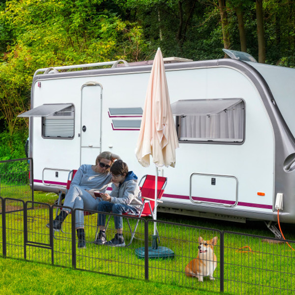 16 Panel 24 32 40 Inches Height Dog Playpen With Lock And Large Door 24 Inches Pu10051Bk By Cw
