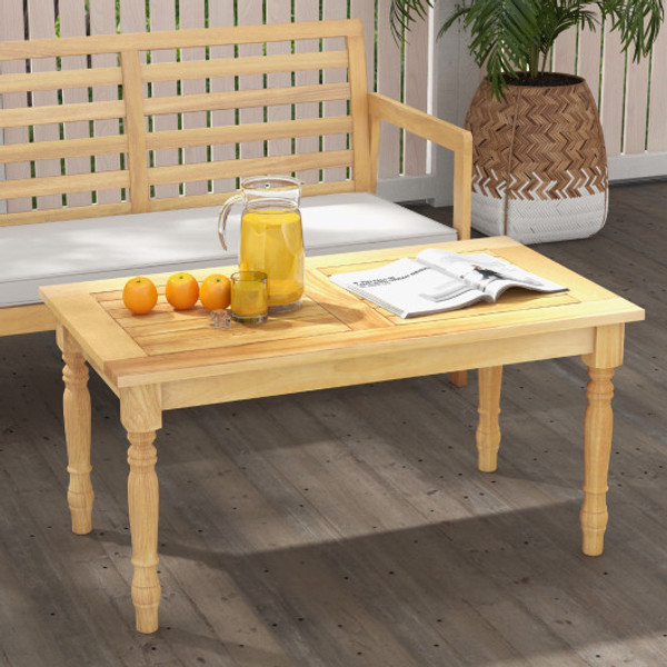 Patio Coffee Table With Solid Teak Wood Structure And Slatted Tabletop Jv11902 By Cw
