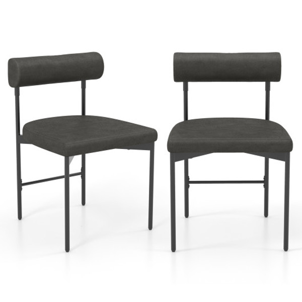 Faux Leather Upholstered Kitchen Side Chair Set Of 2 With Curved And Padded Backrest Gray Jv11788Gr 18 By Cw