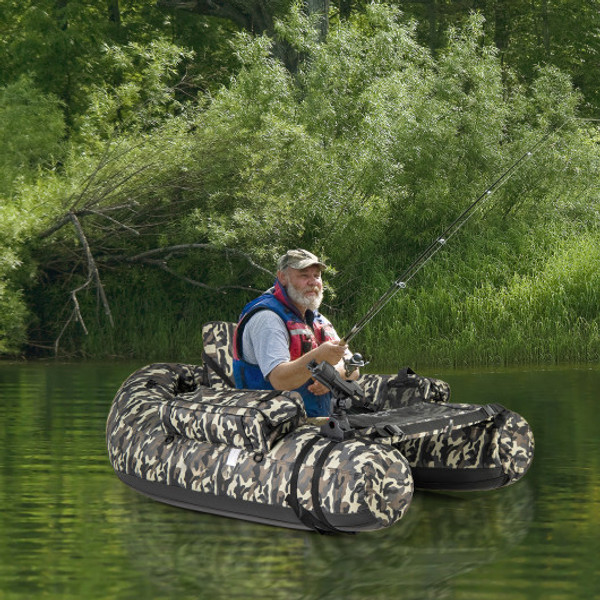 Inflatable Float Tube With Fish Ruler Rod Holder And Storage Pockets Camouflage Ft10003Au By Cw
