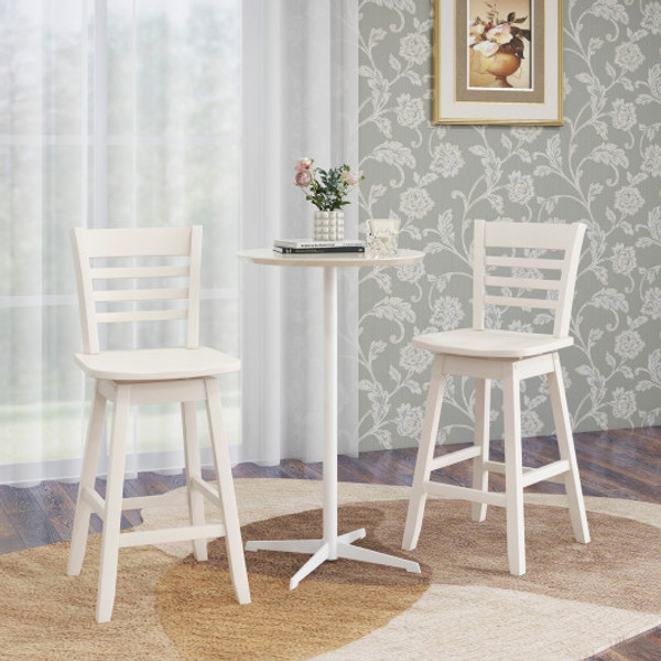 Counter Height Barstools Set Of 2 With Footrest For Kitchen Island Bar Cream White Jv12100Wh 24 By Cw