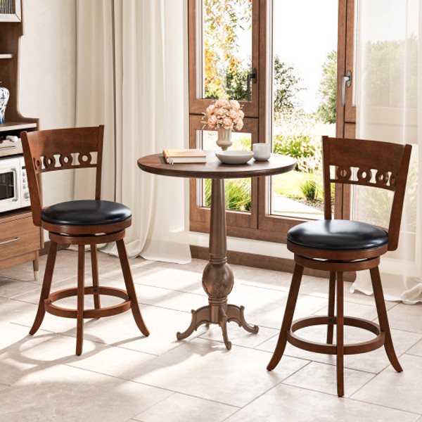 Set Of 2 Swivel Bar Stools With Rubber Wood Frame 24 5 Inches Jv12111Es 24 By Cw