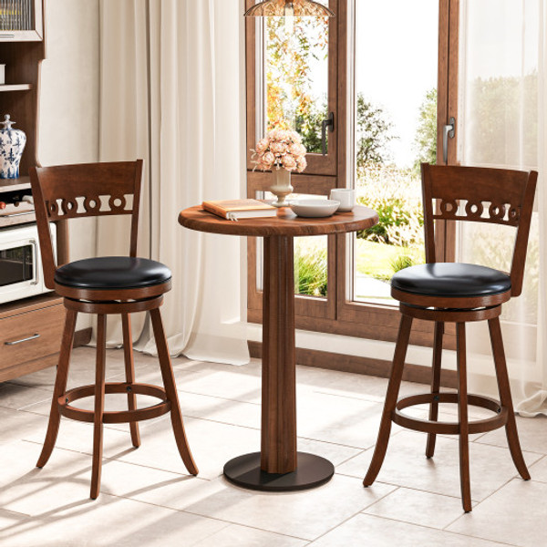 Set Of 2 Swivel Bar Stools With Rubber Wood Frame 30 5 Inches Jv12111Es 29 By Cw