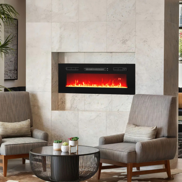 36 Inches Electric Fireplace Heater Recessed With Led Strip Lights And Remote Control Fp10803Us By Cw