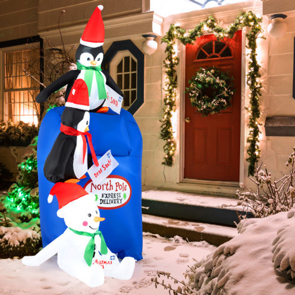 6 Feet Lighted Christmas Inflatable Penguins And Snowman With Built In Led Lights Cm24923Us By Cw